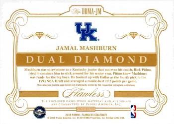 2018 Panini Flawless Collegiate - Dual Diamond Memorabilia Autographs Emerald #DDMA-JM Jamal Mashburn Back