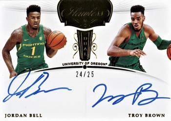2018 Panini Flawless Collegiate - Flawless Dual Signatures #DS-JT Troy Brown Jr. / Jordan Bell Front