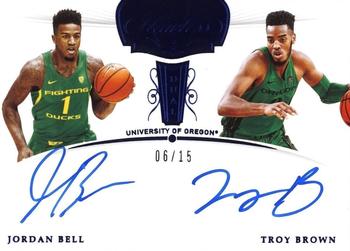 2018 Panini Flawless Collegiate - Flawless Dual Signatures Sapphire #DS-JT Troy Brown Jr. / Jordan Bell Front