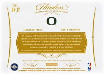 2018 Panini Flawless Collegiate - Flawless Dual Signatures Emerald #DS-JT Jordan Bell / Troy Brown Jr. Back