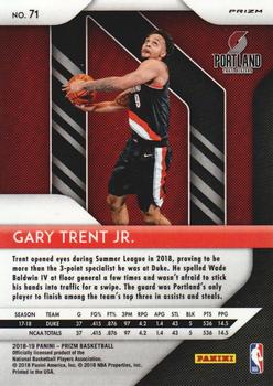2018-19 Panini Prizm - Prizms Green #71 Gary Trent Jr. Back