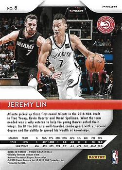 2018-19 Panini Prizm - Prizms Red White and Blue #8 Jeremy Lin Back