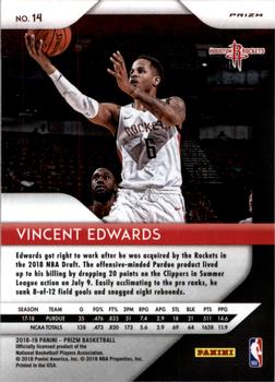 2018-19 Panini Prizm - Prizms Red White and Blue #14 Vincent Edwards Back