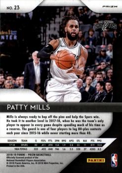 2018-19 Panini Prizm - Prizms Red White and Blue #23 Patty Mills Back