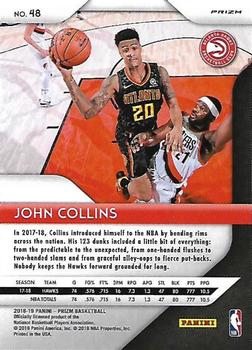 2018-19 Panini Prizm - Prizms Red White and Blue #48 John Collins Back