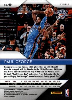 2018-19 Panini Prizm - Prizms Red White and Blue #49 Paul George Back