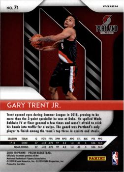 2018-19 Panini Prizm - Prizms Red White and Blue #71 Gary Trent Jr. Back