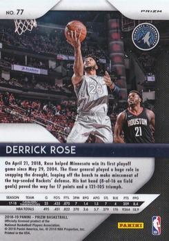 2018-19 Panini Prizm - Prizms Red White and Blue #77 Derrick Rose Back