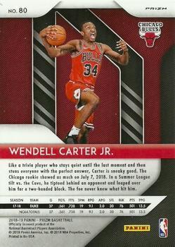 2018-19 Panini Prizm - Prizms Red White and Blue #80 Wendell Carter Jr. Back