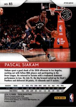 2018-19 Panini Prizm - Prizms Red White and Blue #83 Pascal Siakam Back