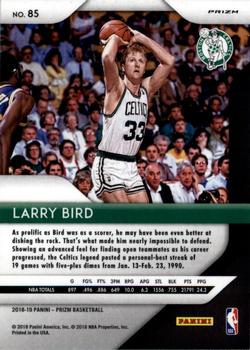 2018-19 Panini Prizm - Prizms Red White and Blue #85 Larry Bird Back