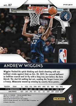 2018-19 Panini Prizm - Prizms Red White and Blue #87 Andrew Wiggins Back
