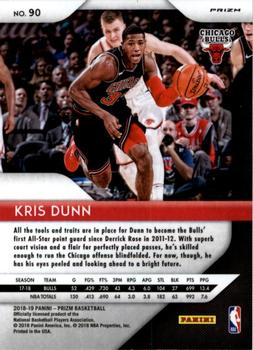 2018-19 Panini Prizm - Prizms Red White and Blue #90 Kris Dunn Back