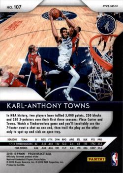 2018-19 Panini Prizm - Prizms Red White and Blue #107 Karl-Anthony Towns Back