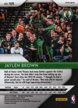 2018-19 Panini Prizm - Prizms Red White and Blue #108 Jaylen Brown Back