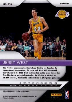 2018-19 Panini Prizm - Prizms Red White and Blue #145 Jerry West Back