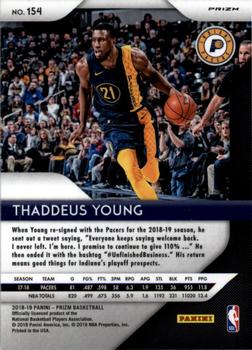 2018-19 Panini Prizm - Prizms Red White and Blue #154 Thaddeus Young Back