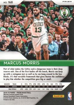 2018-19 Panini Prizm - Prizms Red White and Blue #168 Marcus Morris Back