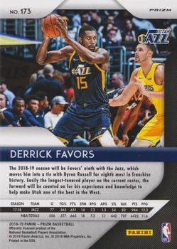 2018-19 Panini Prizm - Prizms Red White and Blue #173 Derrick Favors Back
