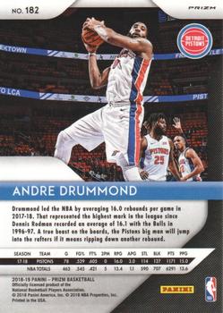 2018-19 Panini Prizm - Prizms Red White and Blue #182 Andre Drummond Back