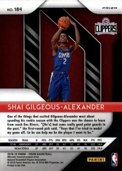 2018-19 Panini Prizm - Prizms Red White and Blue #184 Shai Gilgeous-Alexander Back