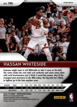 2018-19 Panini Prizm - Prizms Red White and Blue #196 Hassan Whiteside Back