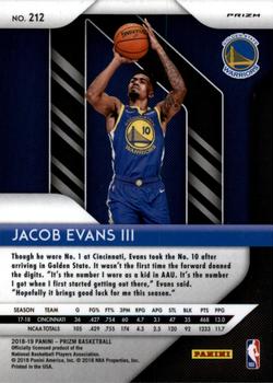 2018-19 Panini Prizm - Prizms Red White and Blue #212 Jacob Evans III Back