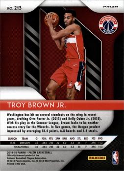 2018-19 Panini Prizm - Prizms Red White and Blue #213 Troy Brown Jr. Back