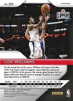 2018-19 Panini Prizm - Prizms Red White and Blue #224 Lou Williams Back