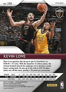 2018-19 Panini Prizm - Prizms Red White and Blue #230 Kevin Love Back