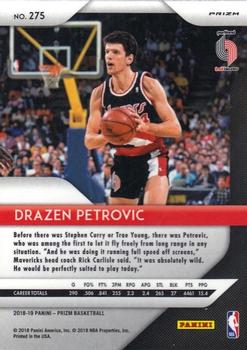 2018-19 Panini Prizm - Prizms Red White and Blue #275 Drazen Petrovic Back