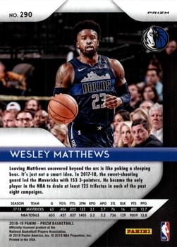 2018-19 Panini Prizm - Prizms Red White and Blue #290 Wesley Matthews Back