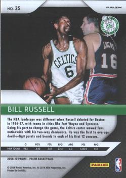 2018-19 Panini Prizm - Prizms Ruby Wave #25 Bill Russell Back