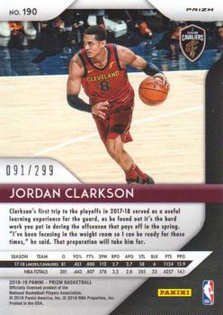 2018-19 Panini Prizm - Prizms Red #190 Jordan Clarkson Back