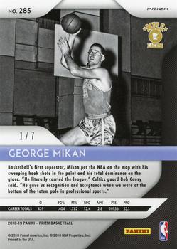 2018-19 Panini Prizm - Prizms 1st Off the Line Blue Shimmer #285 George Mikan Back