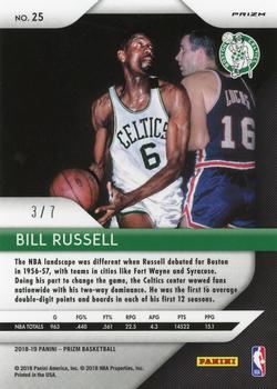 2018-19 Panini Prizm - Prizms 1st Off the Line Light Blue Shimmer #25 Bill Russell Back