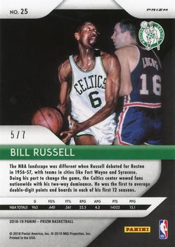 2018-19 Panini Prizm - Prizms 1st Off the Line Red Shimmer #25 Bill Russell Back