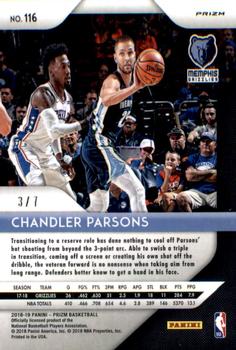 2018-19 Panini Prizm - Prizms 1st Off the Line Red Shimmer #116 Chandler Parsons Back