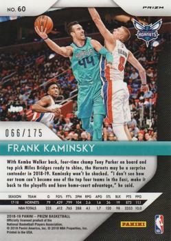 2018-19 Panini Prizm - Prizms Fast Break Blue #60 Frank Kaminsky Back
