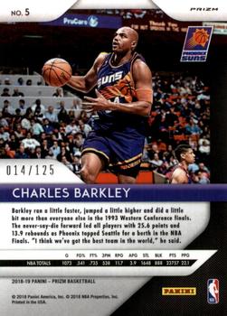 2018-19 Panini Prizm - Prizms Fast Break Red #5 Charles Barkley Back