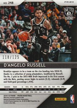 2018-19 Panini Prizm - Prizms Fast Break Red #248 D'Angelo Russell Back