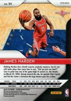 2018-19 Panini Prizm - Prizms Choice Blue Yellow and Green #34 James Harden Back