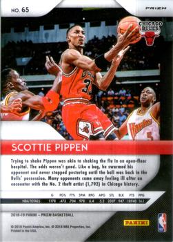2018-19 Panini Prizm - Prizms Choice Blue Yellow and Green #65 Scottie Pippen Back