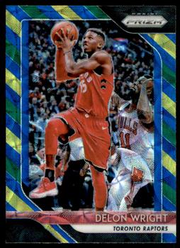 2018-19 Panini Prizm - Prizms Choice Blue Yellow and Green #113 Delon Wright Front