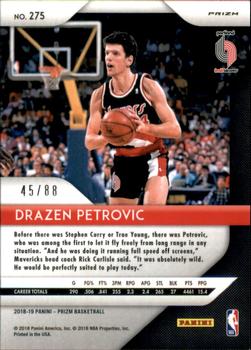 2018-19 Panini Prizm - Prizms Choice Red #275 Drazen Petrovic Back