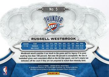 2018-19 Panini Crown Royale #5 Russell Westbrook Back