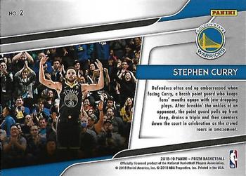 2018-19 Panini Prizm - Get Hyped! #2 Stephen Curry Back