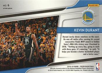 2018-19 Panini Prizm - Get Hyped! Silver #6 Kevin Durant Back