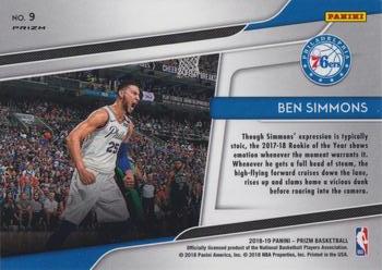 2018-19 Panini Prizm - Get Hyped! Silver #9 Ben Simmons Back