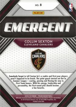 2018-19 Panini Prizm - Emergent #8 Collin Sexton Back